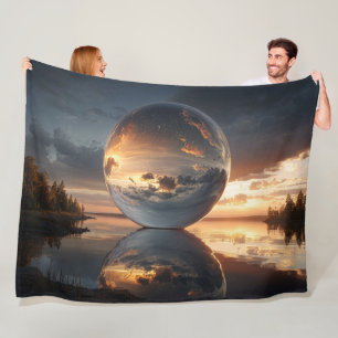 Surrealistische reflektierende Kugel mit Sonnenunt Fleecedecke
