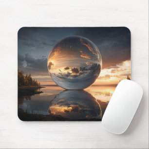 Surrealistische reflektierende Kugel mit Sonnenunt Mousepad