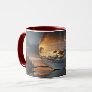 Surrealistische reflektierende Kugel mit Sonnenunt Tasse