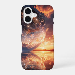 Surrealistische reflektierende Kugel mit Sternen iPhone 16 Hülle