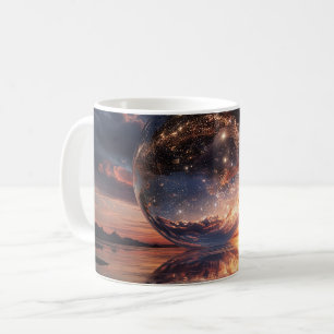 Surrealistische reflektierende Kugel mit Sternen Kaffeetasse