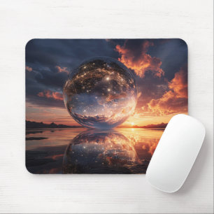 Surrealistische reflektierende Kugel mit Sternen Mousepad