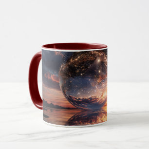 Surrealistische reflektierende Kugel mit Sternen Tasse