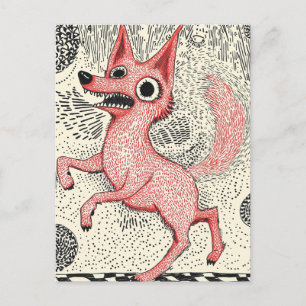 Surrealistische Rotfuchs-Illustration - Eigenartig Postkarte