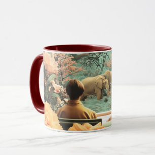 Surrealistische Safari-Szene mit Elefanten Zebras Tasse