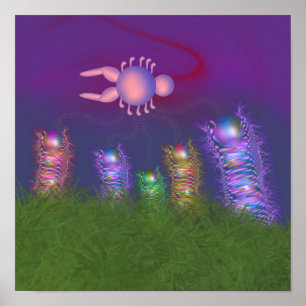 Surrealistische Science-Fiction-Organismen in eine Poster