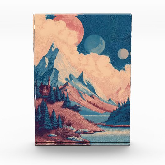 Surrealistische stilisierte Landschaft Fotoblock (Vorderseite)