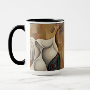 surrealistische Tasse Frau auf Rädern