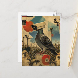surrealistische Überwachungskamera Tauben im Mais  Postkarte