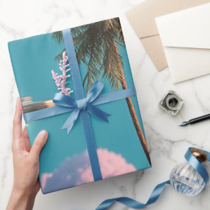 Surrealistische UFO- und Palmenberg-Szene Geschenkpapier