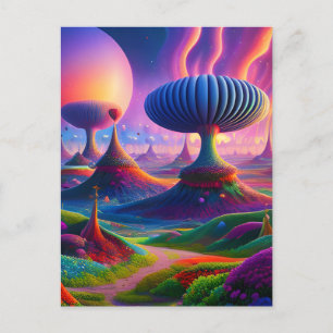 Surrealistische und absurde Landschaft mit seltsam Postkarte