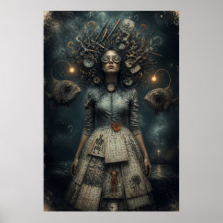 Surrealistische viktorianische Frau Dark Fantasy A Poster