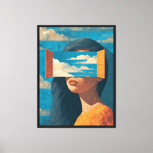 Surrealistische Vintage-Frauen-Wandkunst – Moderne Leinwanddruck