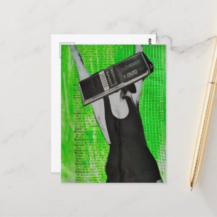 Surrealistische Wecker-Kopf-Frau Postkarte