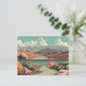 Surrealistische Wüste und See mit Goldfischen Postkarte (Stehend Vorderseite)