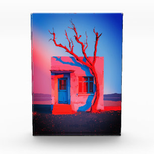 Surrealistische Wüstenhaus-Wandkunst – Minimalisti Fotoblock