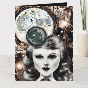 Surrealistischer abstrakter Art Deco-Frauengesicht Dankeskarte