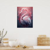 Surrealistischer abstrakter rosa Flamingo Poster (Küche)