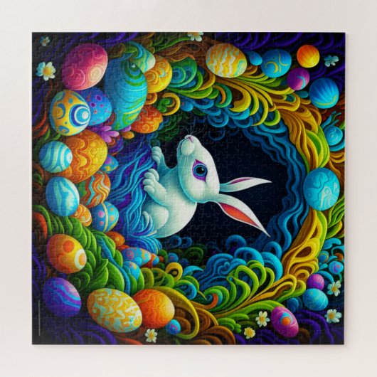 Surrealistischer Osterhase mit Eiern Puzzle (Horizontal)