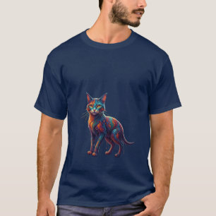 Surrealistischer skurriler Zeitreise-Katze T-Shirt