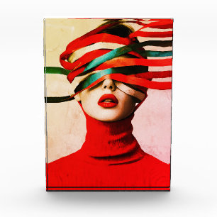 Surrealistisches Band Moderne Minimalistische Frau Fotoblock
