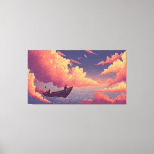 Surrealistisches Boot segelt über den Himmel Träum Leinwanddruck