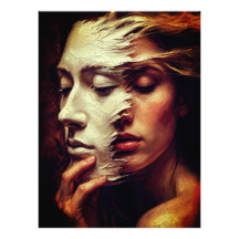 Surrealistisches Frauenporträt mit bemalter Maske