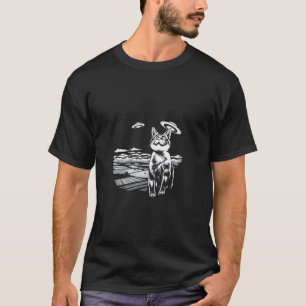Surrealistisches Katzen-UFO T-Shirt