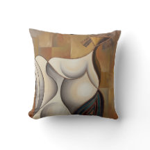 Surrealistisches Kissen Frau auf Rädern