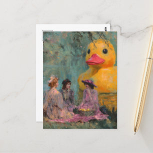 Surrealistisches Picknick mit Gummiente Postkarte