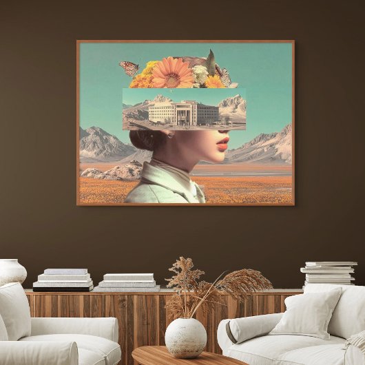 Surrealistisches Porträt mit architektonischer Lan Poster