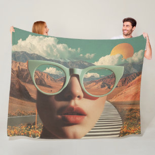 Surrealistisches Porträt mit Brille, die Wüste ref Fleecedecke