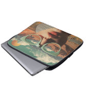 Surrealistisches Porträt mit Brille, die Wüste wid Laptopschutzhülle (Vorne Knopf)