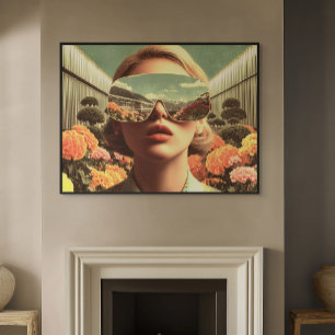 Surrealistisches Porträt mit Sonnenbrille, die ein Leinwanddruck