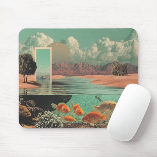 Surrealistisches Tor in der Wüste mit Unterwasser Mousepad (Mit Mouse)