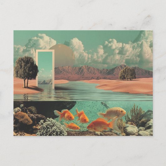 Surrealistisches Tor in der Wüste mit Unterwasser Postkarte (Vorderseite)