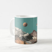 Surrealistisches UFO über rustikalem Haus Kaffeetasse (Vorderseite Links)