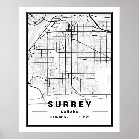 Surrey British Columbia Canada Travel City Map Poster (Vorne)