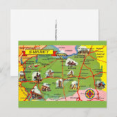 Surrey England Karte Postkarte (Vorne/Hinten)