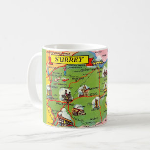 Surrey England Karte Postkarte Kaffeetasse