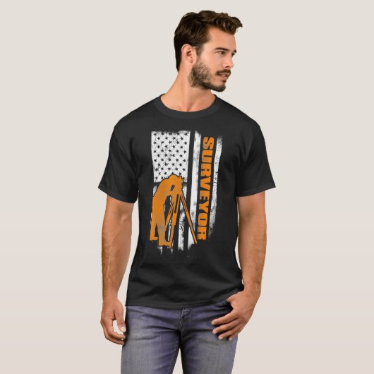 Surveyor Flag Amerika 4. Juli Surveyor T-Shirt (Vorne ganz)