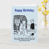 Surveyor gibt Pig seine Bewertung eines Eigentums Karte (Gelbe Blume)