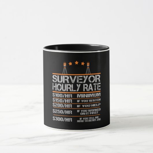 Surveyor Hourly Rate Funny Gift Idea Tasse (Zentrum)