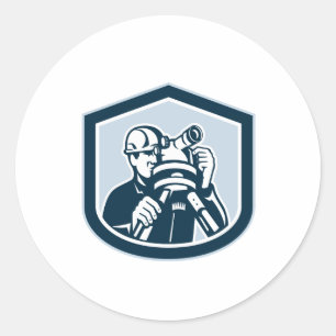 Surveyor Surveyor Theodolite Shield Retro Runder Aufkleber
