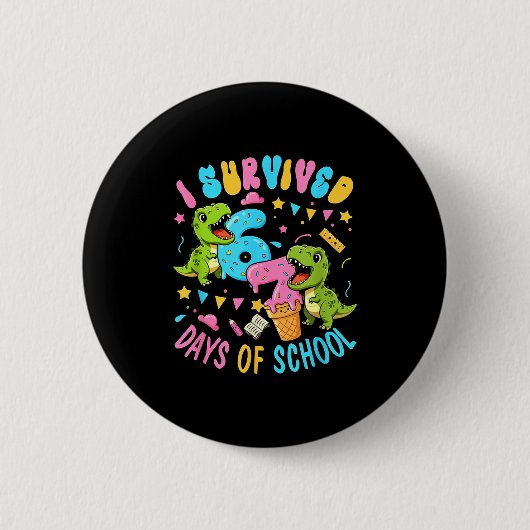 Survived 67 Days Of School T-rexes Funny Six Seven Button (Vorderseite)