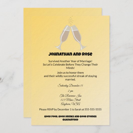 Survived another Year of Marriage Einladung (Vorne/Hinten)