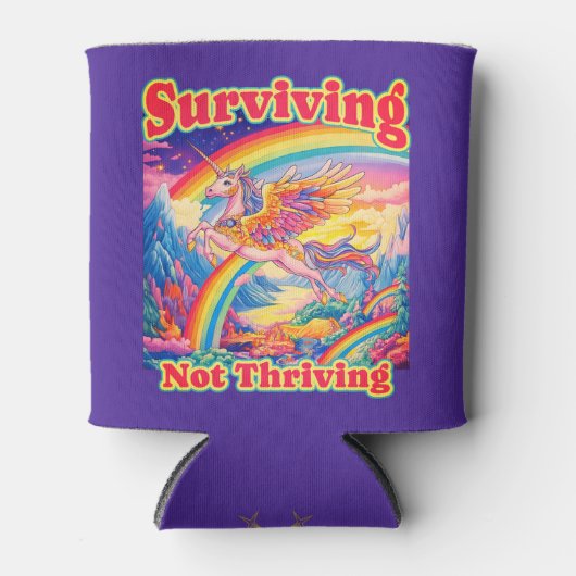 Surviving Not Thriving – Rainbow Unicorn Dosenkühler (Vorderseite)