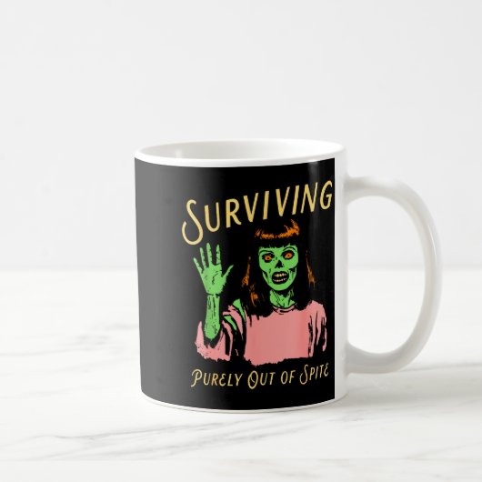 Surviving Purely Out Of Ste Retro Zombie Halloween Kaffeetasse (Rechts)