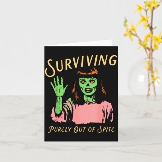 Surviving Purely Out Of Ste Retro Zombie Halloween Karte (Gelbe Blume)