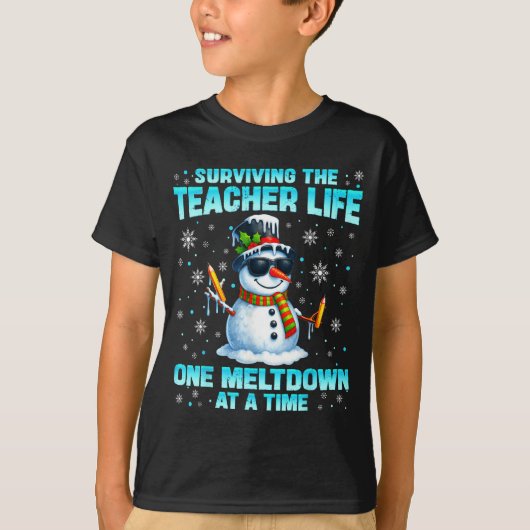 Surviving The Teacher Life Pjs Pajamas Christmas X T-Shirt (Vorderseite)